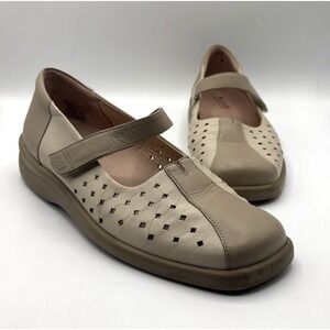 KUMFS Mary Janes Shoes Women's‎ Size 39/US 8.5 Beige Leather Comfort Flats